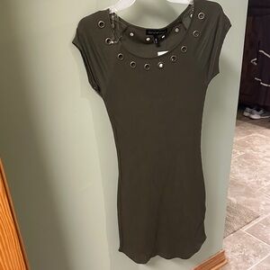 Olive Green Grommet Dress